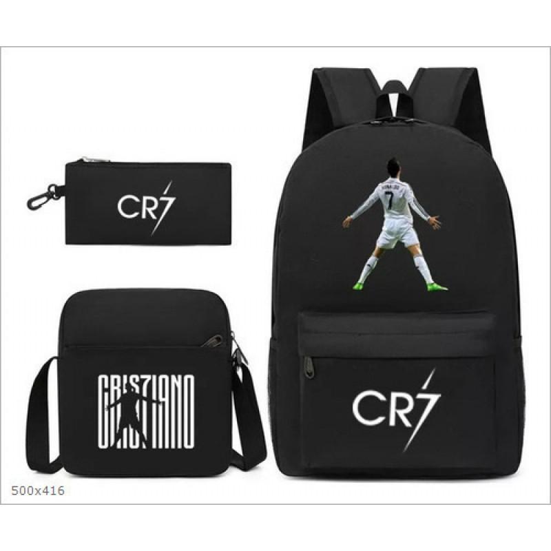 CR7C Kids School Backpack Set With Printed Design - Oxford Fabric Dual-Shoulder Bag Shoulder Pencil Case Grades 5-6
