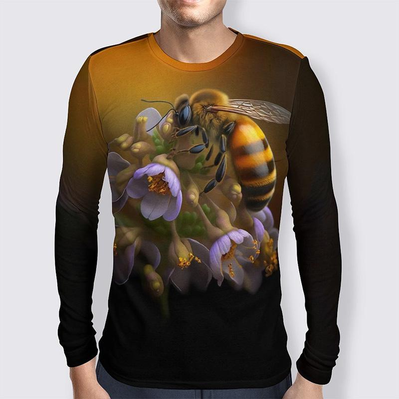 Милая сотовая пчела 3D принт с длинным рукавом футболка для мужчин и женщин одежда повседневная мода уличная спортивная дышащая футболка топы для мужчин