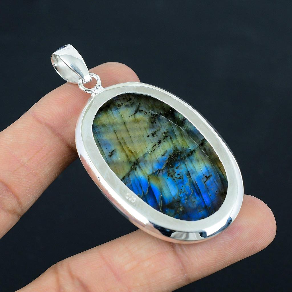 Подвеска из натурального синего огненного лабрадорита, серебро 925 пробы, ювелирные подвески, серебряные подвески ручной работы для подарка, пасхальный подарок