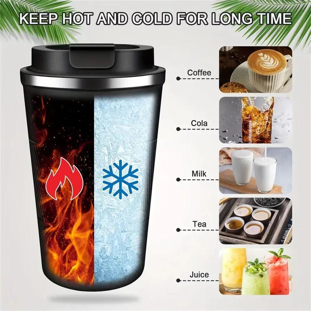 Double-layer Car Vacuum Flask 380ml/510ml Insulated Cup Coffee Thermos  Hot/Cold Drinks