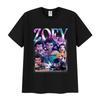 Zoey Huntrix Kpop Demon Hunters 2025 Graphic T Shirts Men Women Retro High Quality Fashion T-shirt Casual Oversized Cotton Tees