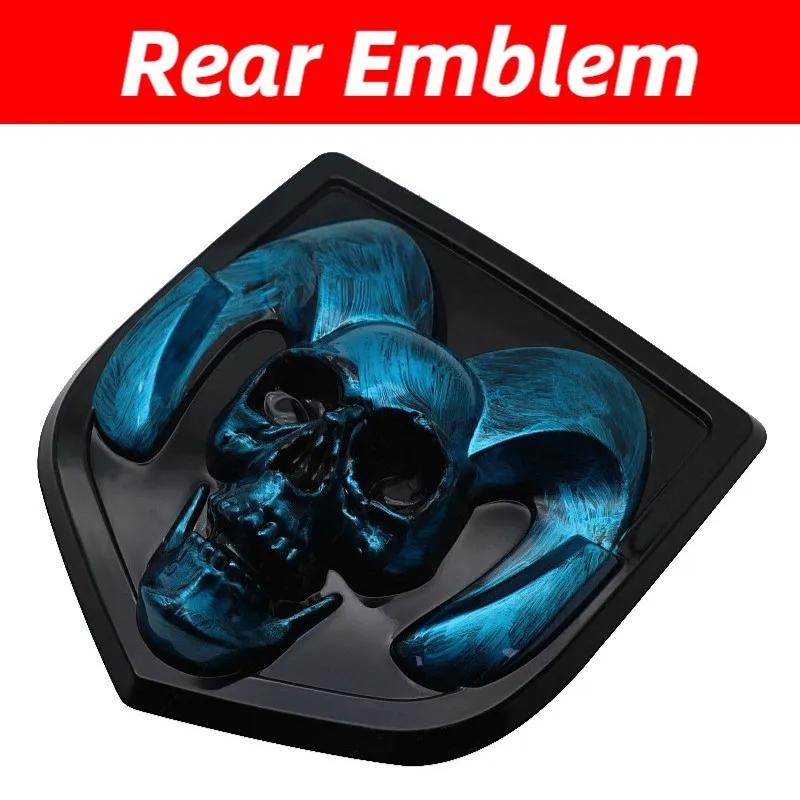GXP1 Car Front Badge Tailgate Emblem for Dodge Ram 1500 2500 3500 HeavyDuty BigHorn 2010-2018 Skull ABS Car Sticker Pickup Decoration
