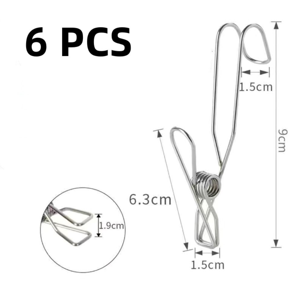 6Pcs Durable Long Tail Clip Organizer Metal Clothespins Multifunctional Towel Organizer Closet