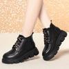 5cm Vintage Comfortable Soft Leather Shoes Warm Winter Boots 2025 Women's Med Heels Flat Platform Short Plush Motorcycle Botas