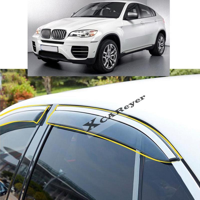 For BMW X6 E71 2008 2009 2010 2011 2012 2013 2014 Car Body Styling Sticker Plastic Window Glass Wind Visor Rain/Sun Guard Vent