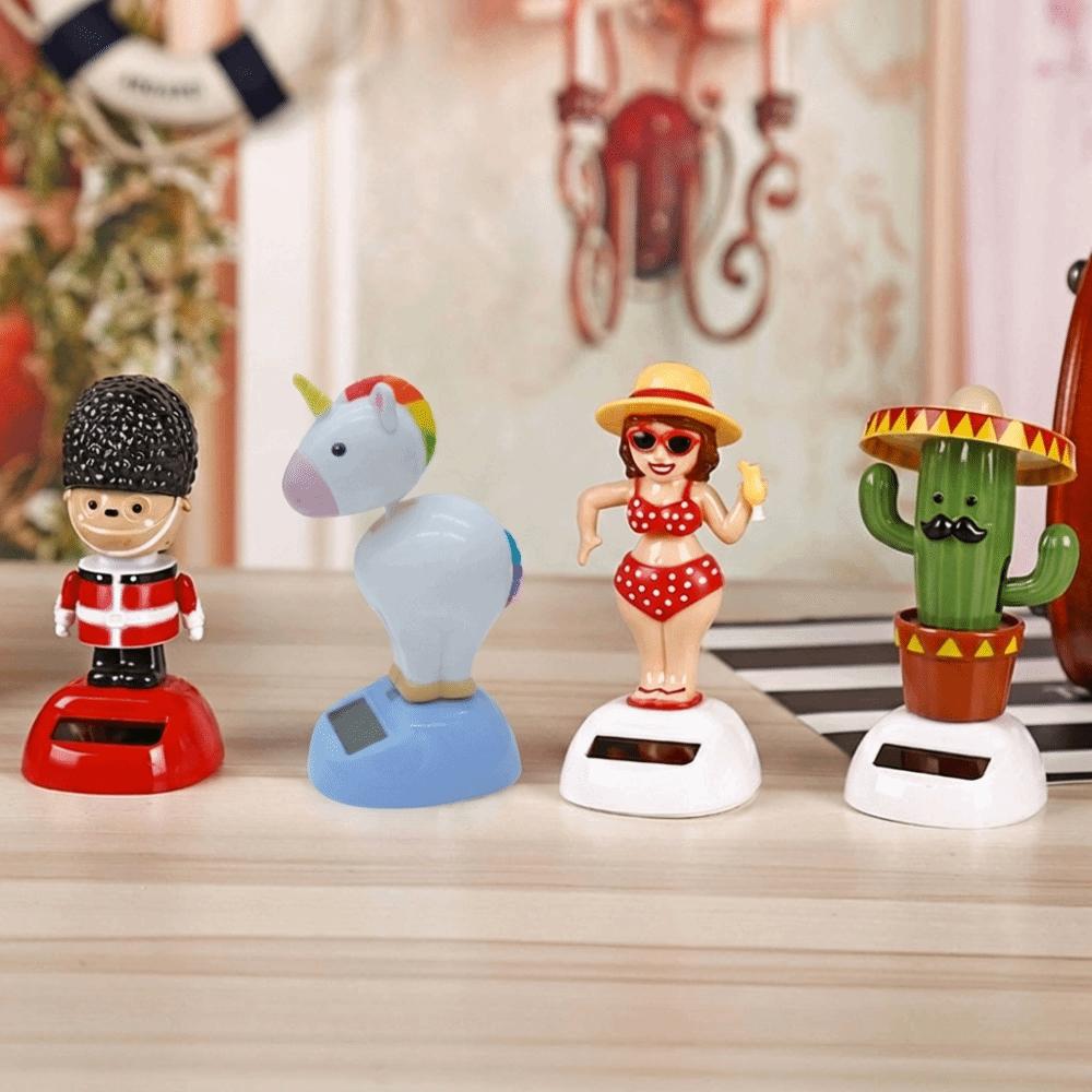 Cartoon Home Ornament Gift Flip Flaps Toy Swing Dancing Shaking Moving Solar Powered