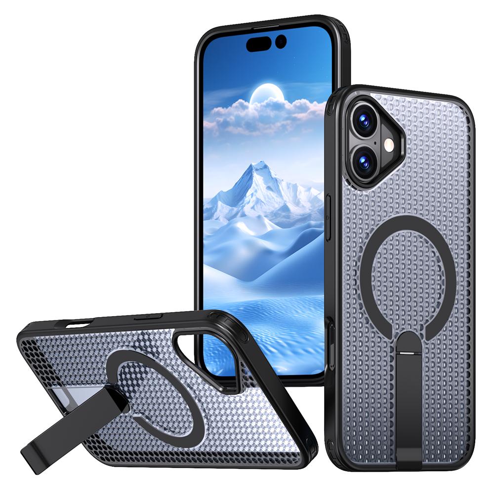 KEYSION Полый чехол с охлаждением MagSafe для iPhone 16 Pro Max 16Plus, магнитный, скрытая подставка, противоударный чехол для телефона