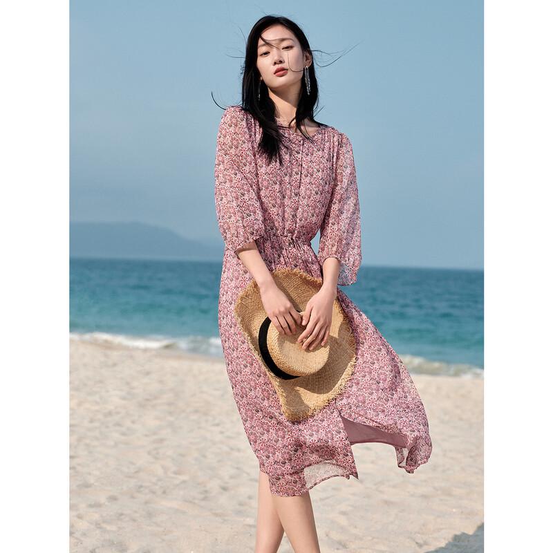 JUZI ANNACAU Элегантное миди-платье из шифона с народным принтом