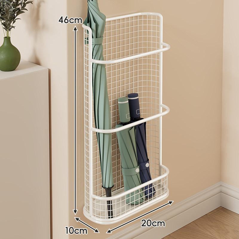 Wall Mounted Umbrella Holder Metal Mesh Storage Rack with Drip Tray & Installation Kit for Home Entryway