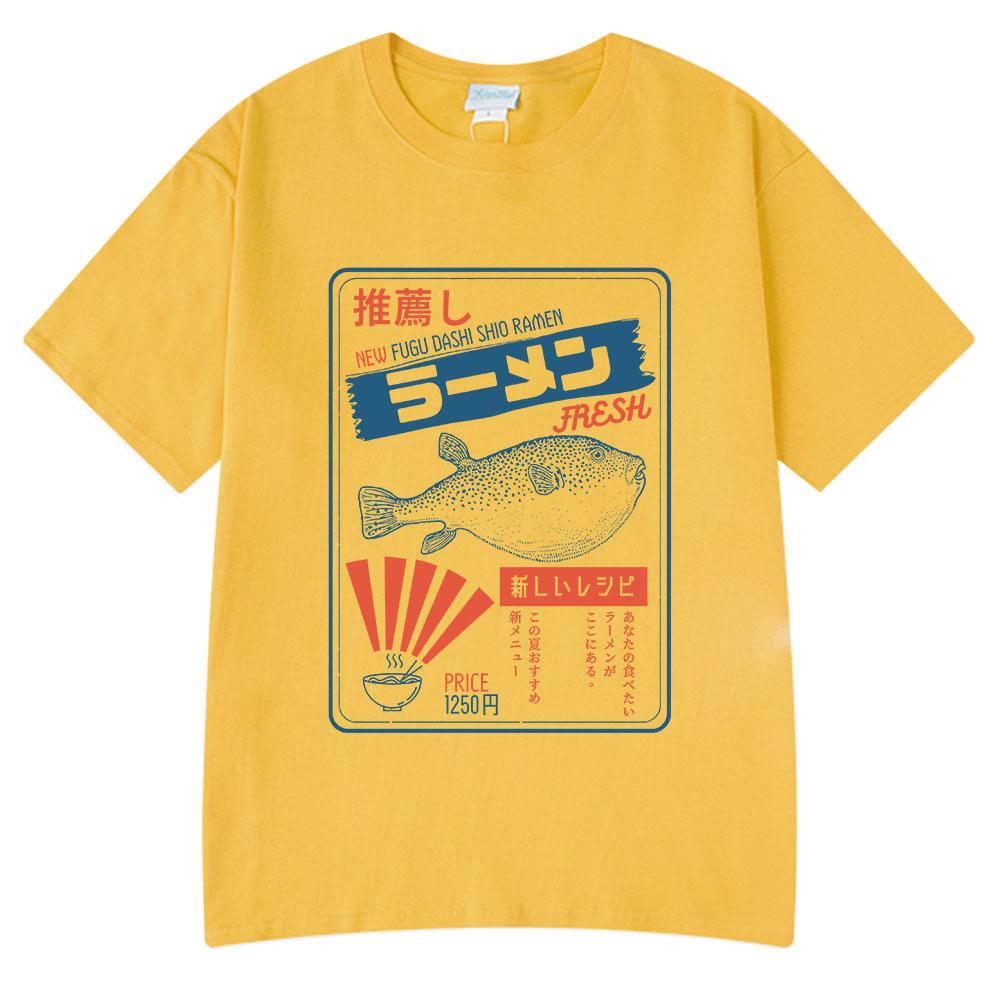 Vintage Fugu Puffer Fish RaUnisex TShirts Unisex Women Clothing Summer 100 Cotton Tee Shirt Fashion Crewneck Short Sleeve T Shirt