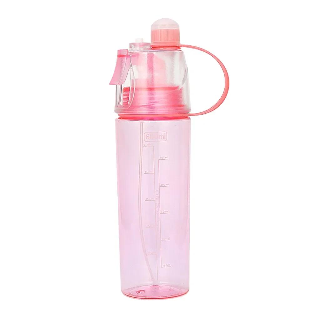 NEW 600ML Sports Spray Plastic Water Cup Outdoor Cooling Water Bottle Creative Student Gift Spray Water Cup Handy Cups Drinkware