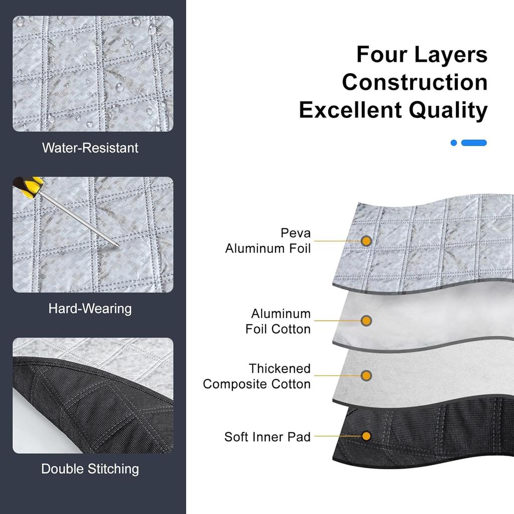 Car Windshield Snow Cover, Magnetic Windshield Snow Cover 4-Layer Protection For Snow, Ice, Frost, Sunlight, Car Windshield Cover With Side Mirror