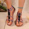 New Summer Bohemian Colorful Splicing Women's Large-size Flat Sandals 41--43