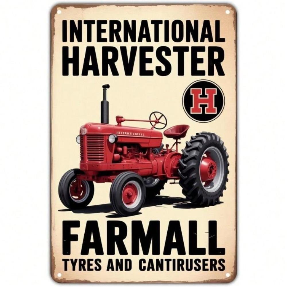 Металлический Плакат Красный Трактор Farmall Винтажная Вывеска Ретро Настенное Искусство для Бара Гаража