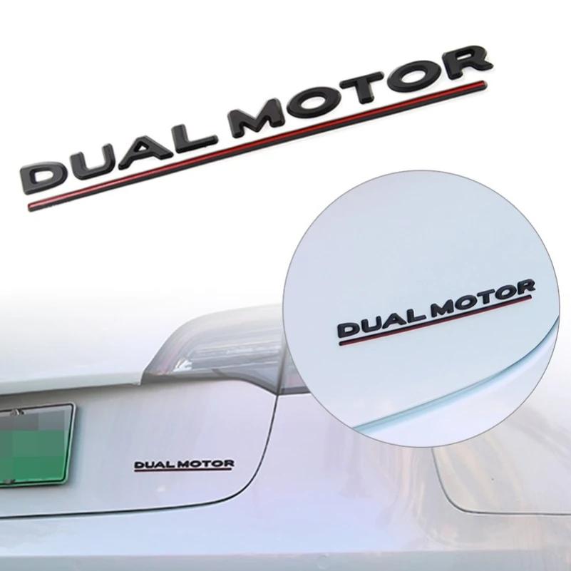 3D Raised DUAL MOTOR Underlined Letters Emblem for Tesla Model 3 Y X S Car Styling High Performance Trunk Badge Sticker