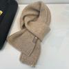 Wool Blended Knitted Solid Color Wool Couple Small Scarf Korean Style Thickened Warm Versatile Scarf