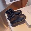 Children Fashion Boots Simple Style Girls Ankle Boot Causal Black Kids Short Leather Boots Side Zipper Autumn Winter 2024 New