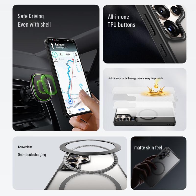 Магнитный матовый чехол-броня для телефона серии Samsung Galaxy S25