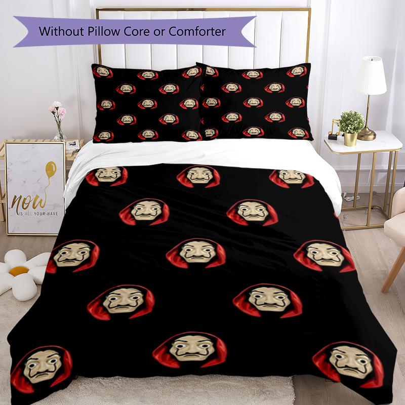 3pcs La Casa De Papel Bedding Set Duvet Cover Closure Includes 1 Duvet Cover & 2 Pillowcases, Soft and Comfortable for All Seasons.