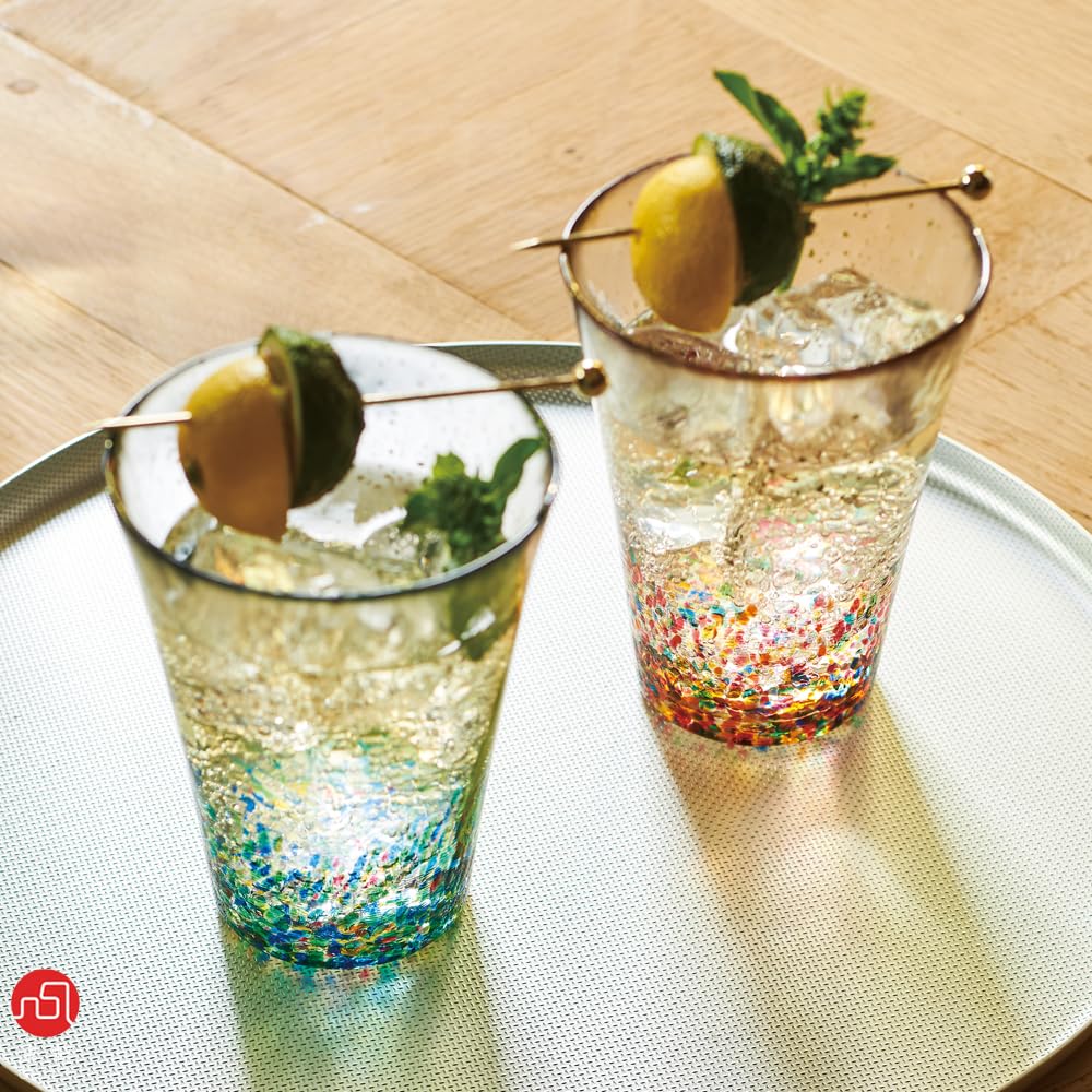 ADERIA Tsugaru Vidro MATSURI Gold Tumbler Pair Set 305ml Made In Japan Cosmetic Box Glass Highball Cup Beer Stylish Glass Sake Gift Day Day Couple