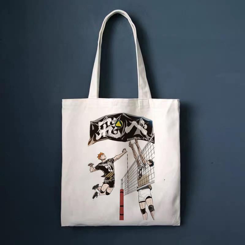 Fashion Anime Haikyuu Shopper Bag Eco Manga Tote Harajuku Shopper Bag Women Canvas Shoulder Bag Large-capacity Women's Handbags
