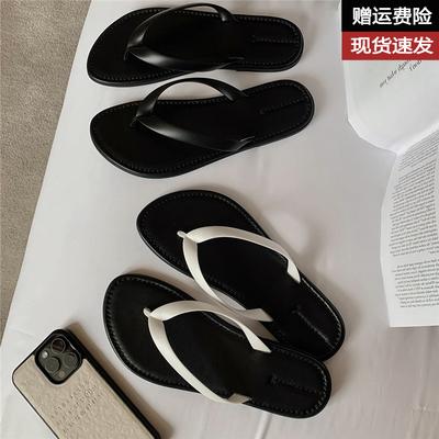 Кожаная версия~ ро * ощущение наступания на дерьмо шлепанцы женские летние новые минималистичные повседневные приморские пляжные сандалии