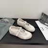 One Word with Shallow Mouth Single Shoes Women's 2025 Summer New Mesh Casual Shoes Ins Wind Mary Jane Mesh Shoes Young Women