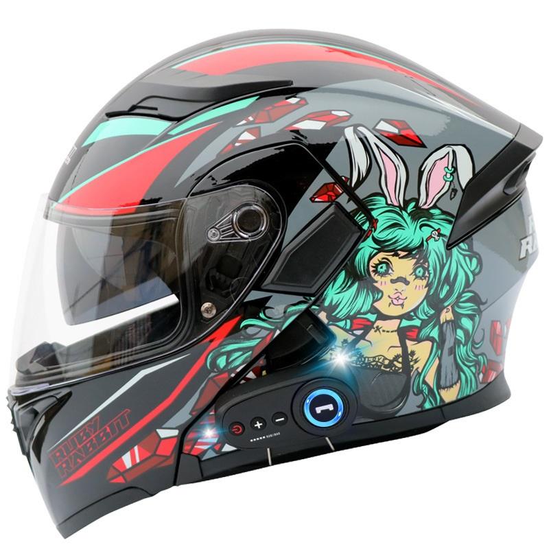 Bluetooth Motorcycle Helmets Full Face Helmet Flip Up Double Lens Anti-Fog Design Moto Helmet For Motorcyclist