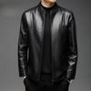 Мужская кожаная куртка с воротником-стойкой, новая осенне-зимняя мужская кожаная куртка из бархата, куртка из искусственной кожи среднего возраста, мужская одежда