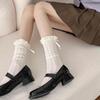 Sweet And Fashionable Ballet Style Thin Bow Lace Socks Stacked Socks