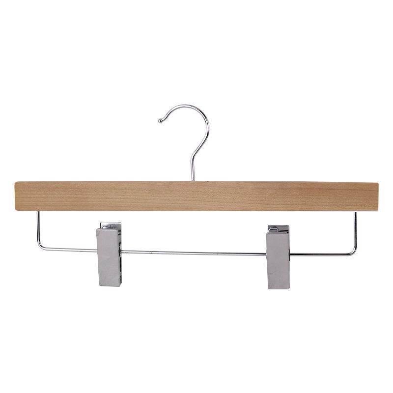 White Wooden Pants Hanger,5 Pack Durable Skirt Hangers with Adjustable Clips for Jeans Slacks Shorts,Heavy Duty Clip Hangers