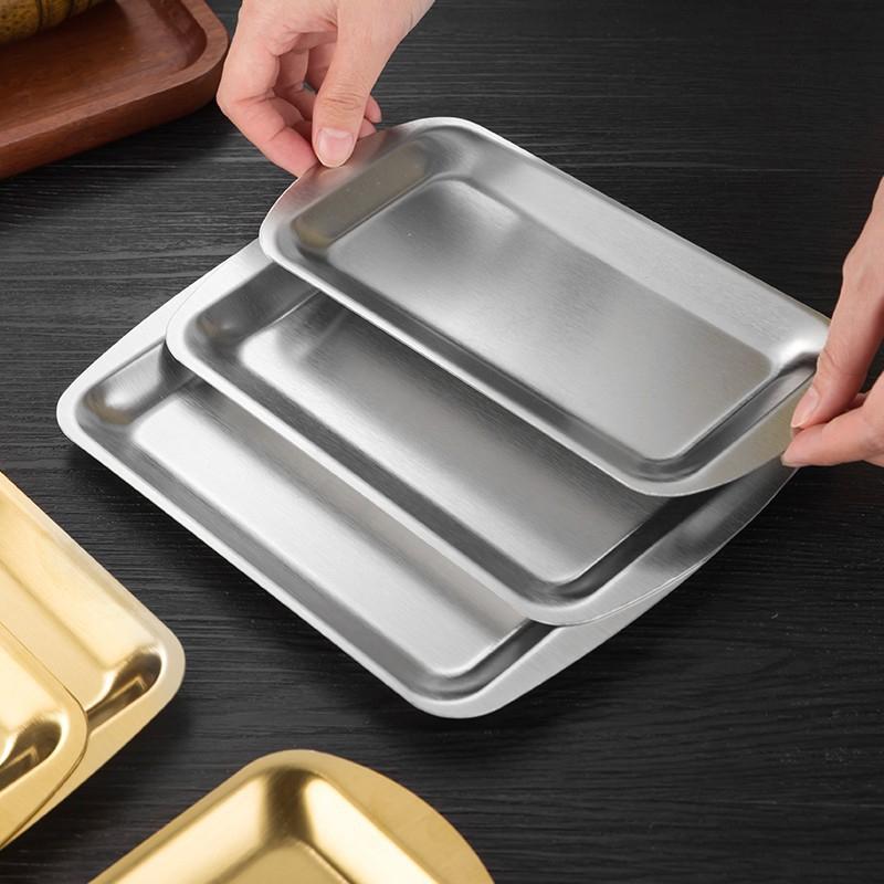Rectangular Non-Stick Bread Cake Baking Tray Stainless Steel Cookie Cooking Pan Steamed Sausage Dishes Fruit Grill Fish Plate