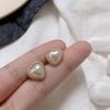 Серьги-пусеты из серебра S925 с кружевным сердцем и жемчугом - Удобный для сна корейский дизайн с подвесками в виде сердца для женщин