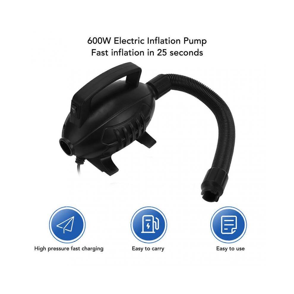 Electric Air Pump 600W High Efficiency Low Noise Inflation Pump with 5 Nozzles for Inflatable Mattress Bed Swim Ring EU Plug 220-240V