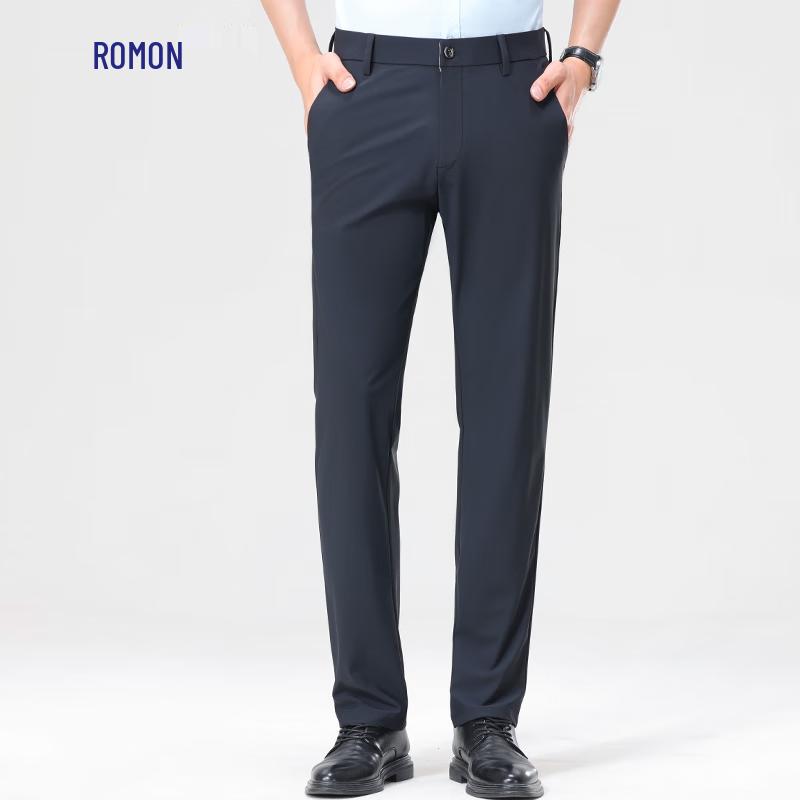 Romon Men's Ice Silk Casual Straight-Leg Pants