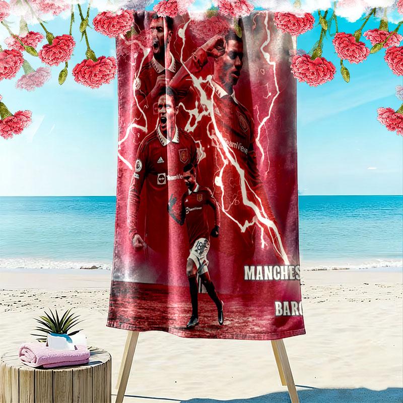 ManUtd Print Beach Towel, Large Soft Quick Dry Towel for Beach Camping Swimming