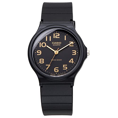 Casio Аналоговые часы MQ-24-1B2L / -24UC-3B с уретановым ремешком, унисекс, черные с золотыми арабскими цифрами или матово-зеленые, импортные.
