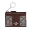 Держатель для карт Skinny Id Case 11 Классический Логотип для пресбиопии Логотип Застежка-молния Кожаный кошелек Обычный Женский Серебристый и дуб Серебристый и дуб и клен