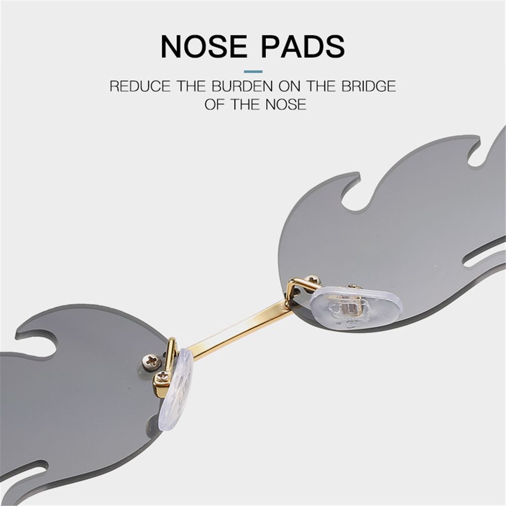 Eyewear Metal Rimless Sunglasses for Women Flame Shaped Sun Glasses Fashion Flame Sunglasses