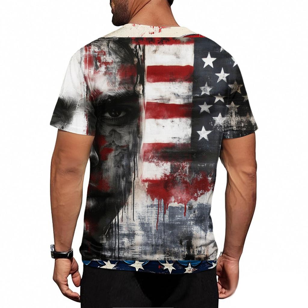 Men's Independence Day Printed Round-neck Short-sleeved T-shirt