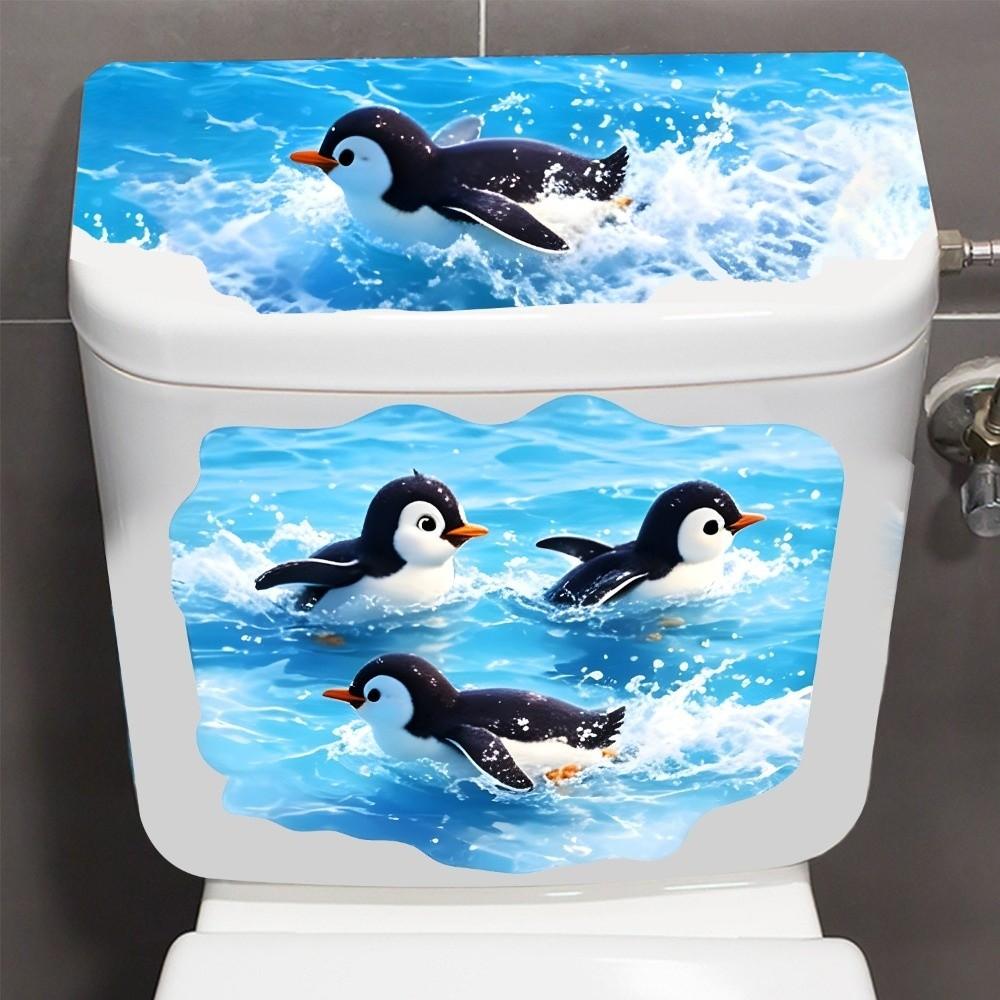 Removable Penguin Sticker Self-Adhesive Bathroom Decal Toilet Sticker  Kitchen Refrigerator Door