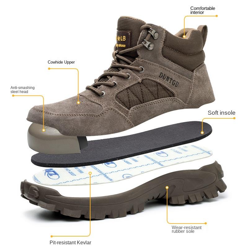 Labor Insurance Shoes Men's Stab-proof Lightweight Soft Sole Fashionable Wear-resistant High-top Safety Construction Site Shoes