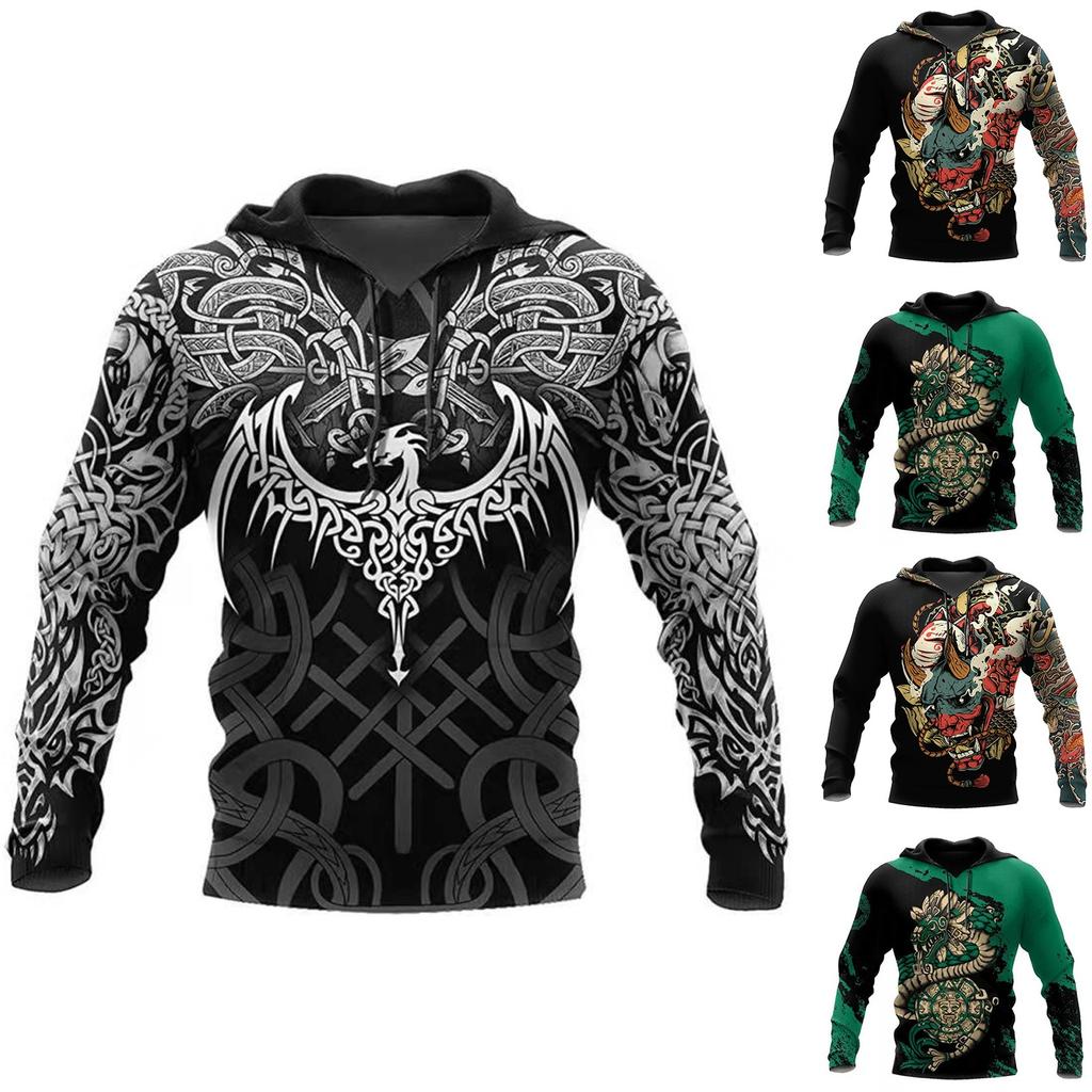 Мужская тонкая толстовка с капюшоном и длинным рукавом с цифровой печатью