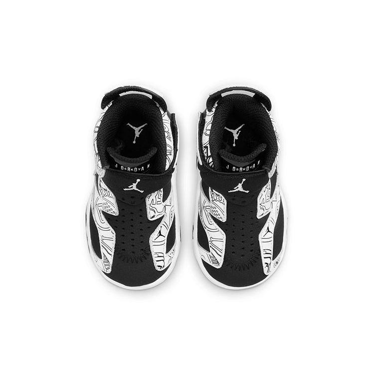 Jordan Air Jordan 6 Retro Little Flex SE High top Toddler Shoes Black White Graffiti Infant And Toddler DC4104-001