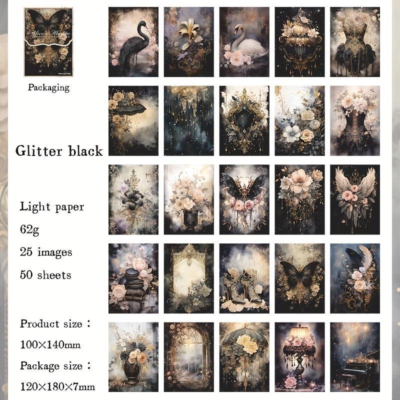 50 листов/упаковка, винтажный фэнтезийный фон, дворцовый цветок, материал для украшения, бумага, идеально подходит для журнала, скрапбукинга, сделай сам, принадлежности