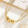 European and American 3pcs Ball Beads Pendant For Women Fashion Temperament Stainless Steel Snake Layered Chain Jewelry Gift