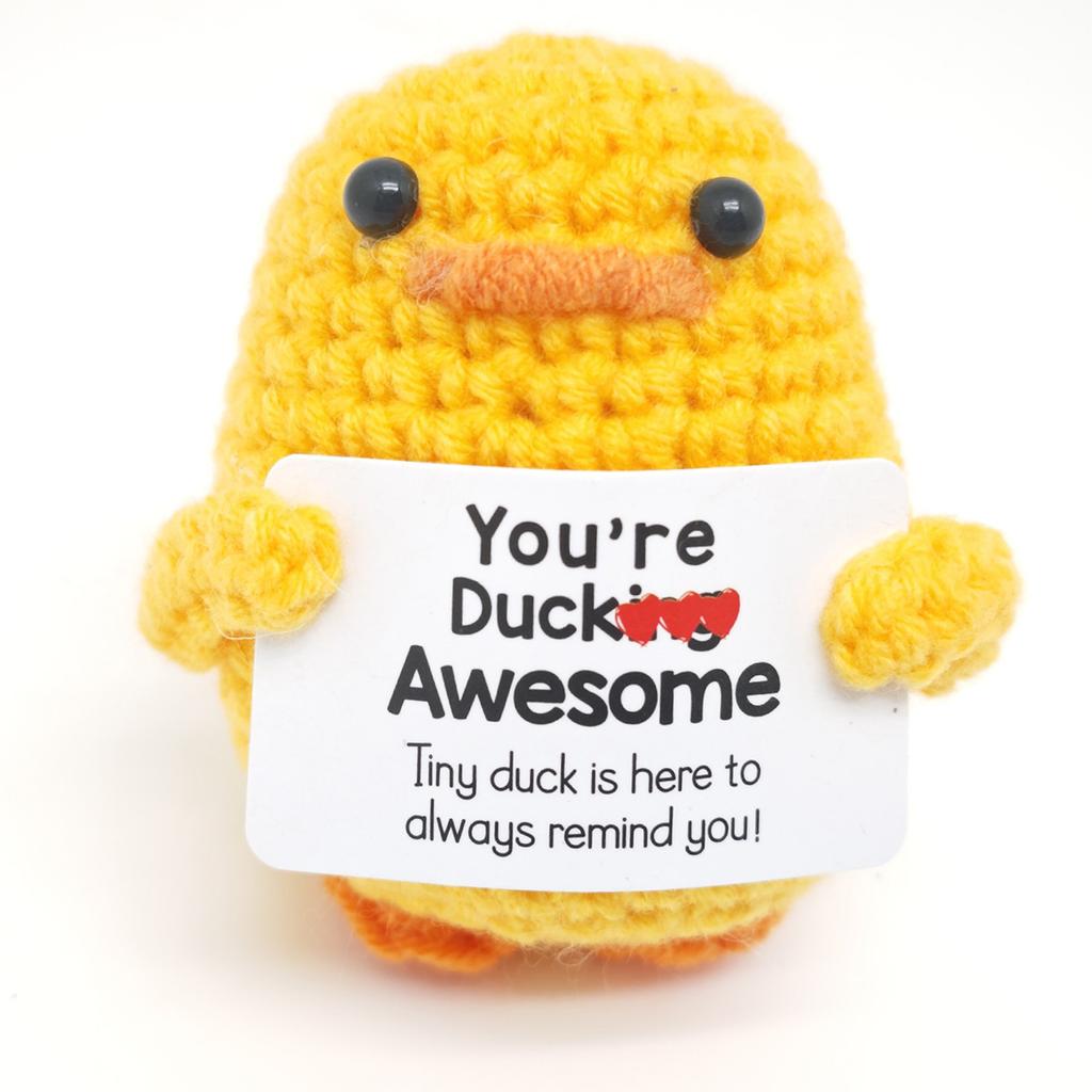 Mini Positive Potato Funny Avocado Duck Cute Knitted Crochet Doll with Card for Women Men Mom Dad Friend Birthday Cheer Up Gifts