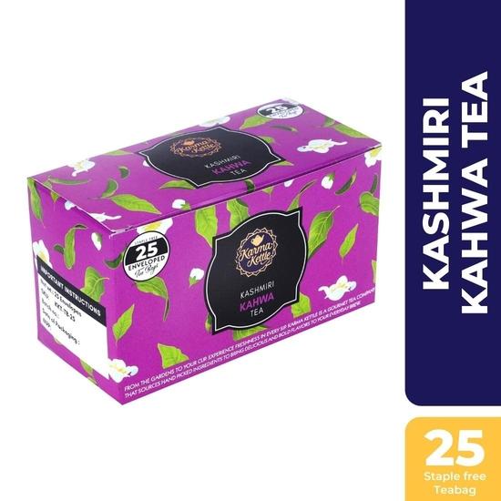 Karma Kettle Kashmiri Kahwa Tea, 25 Staple Free Teabags