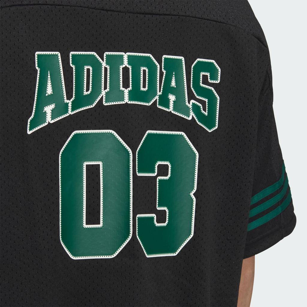 Adidas Originals Retro Street Basketball V-Neck T-Shirt With Striped Logo Print Unisex Tops Black JC6803