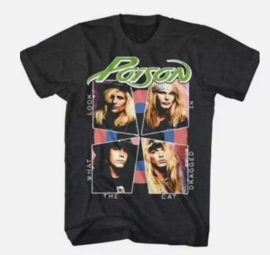 Poison T-Shirt 80s Heavy Rock Band Concert Tour on Funny Black Gift Men Unisex T-Shirt